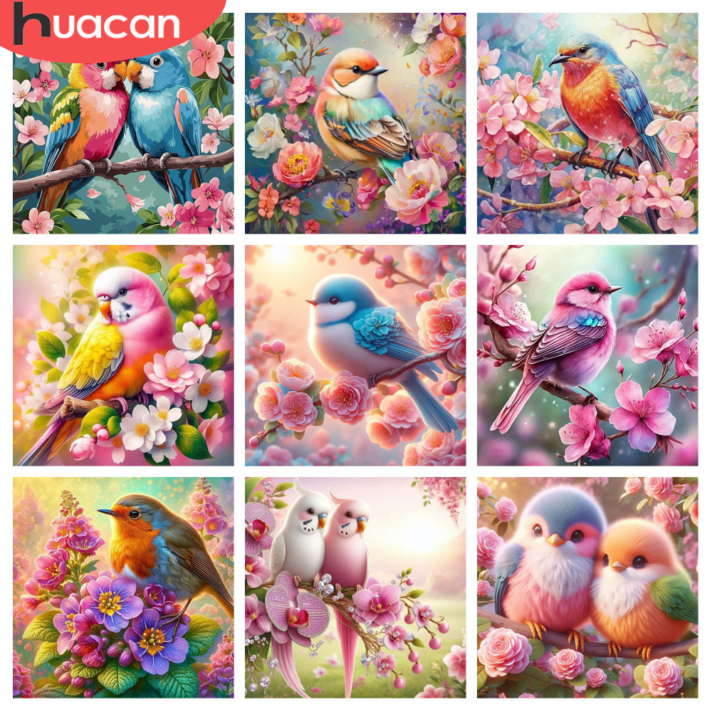 Resin Art With Rose - Huacan pintura diamante pássaro flor animal