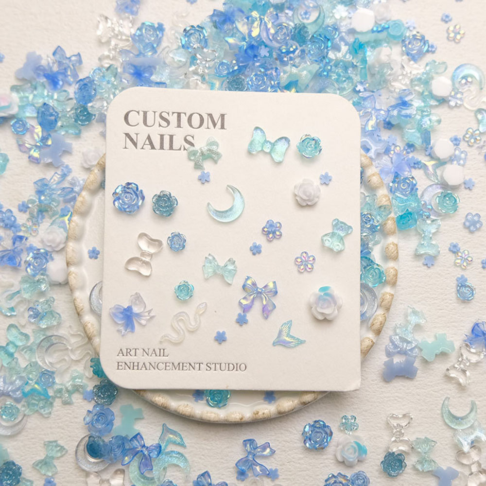 Resin Art With Rose - 50 pçs misturado azul prego resina