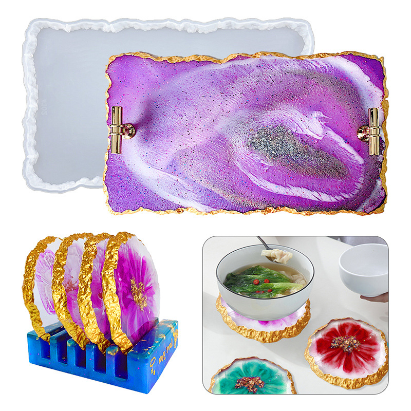 Resin Art Tray - Dm413 drusy coaster resina molde geode