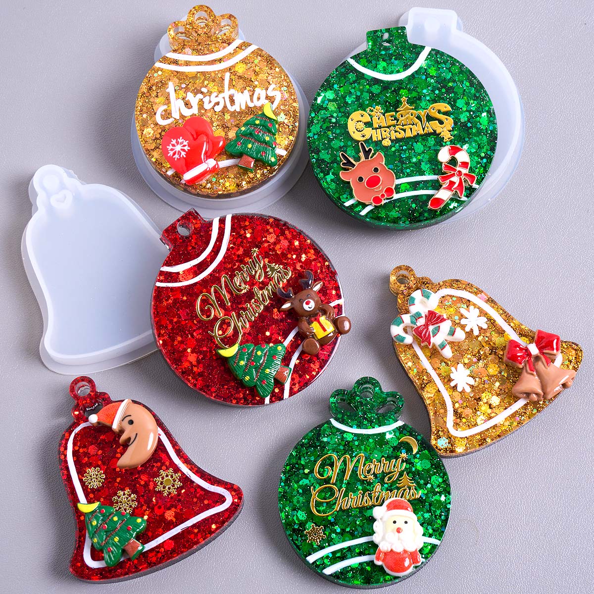 Resin Art Mold - Etiqueta de natal pingente molde de