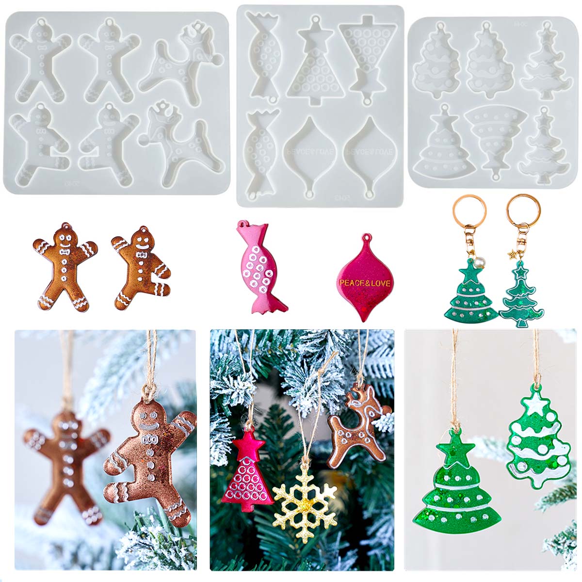 Resin Art Mold - Série de natal brincos pingente molde