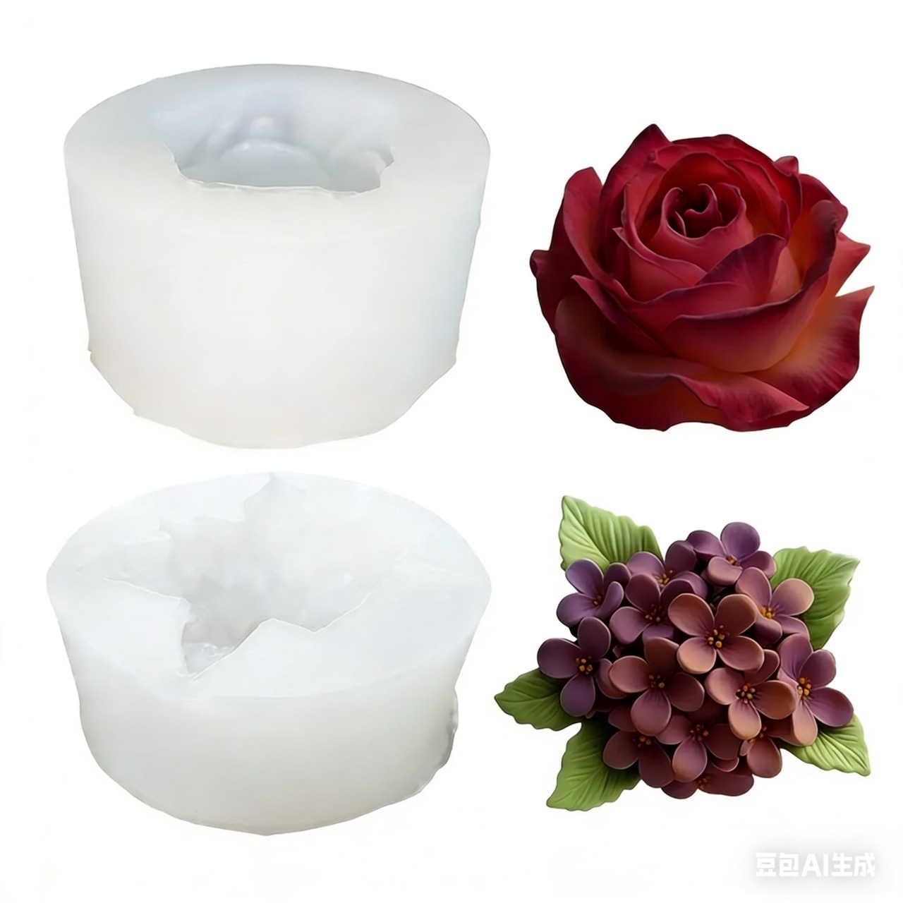 Resin Art With Rose - 2 peças de moldes de silicone