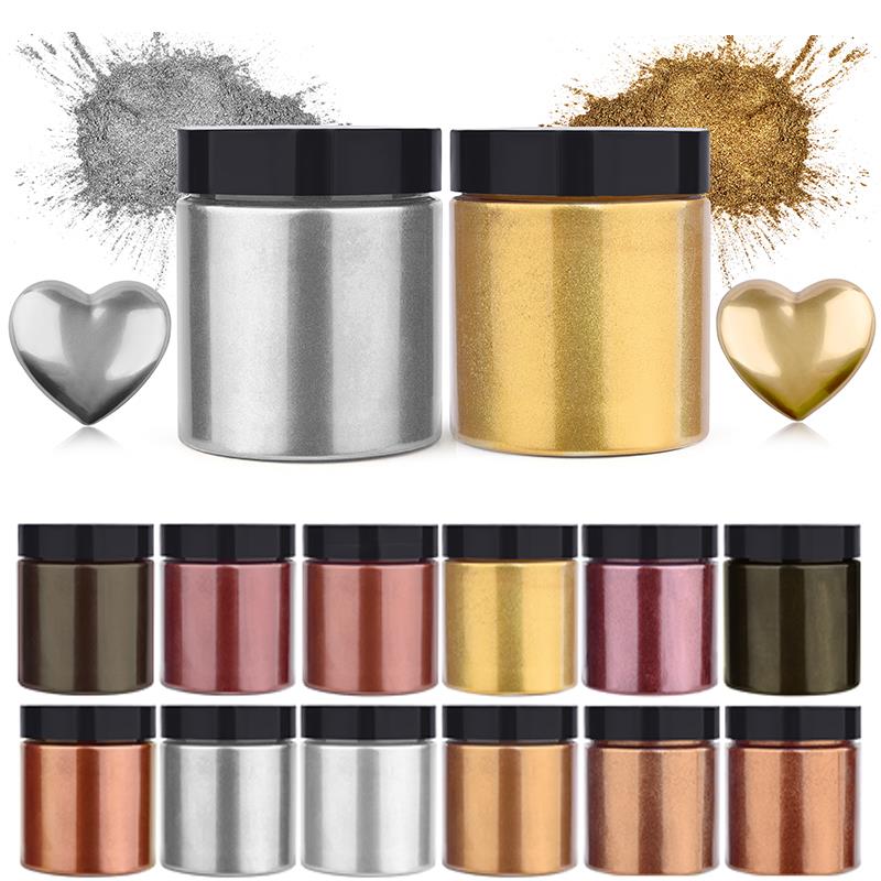 Resin Art Letters - 50g shimmer metálico ouro prata cor