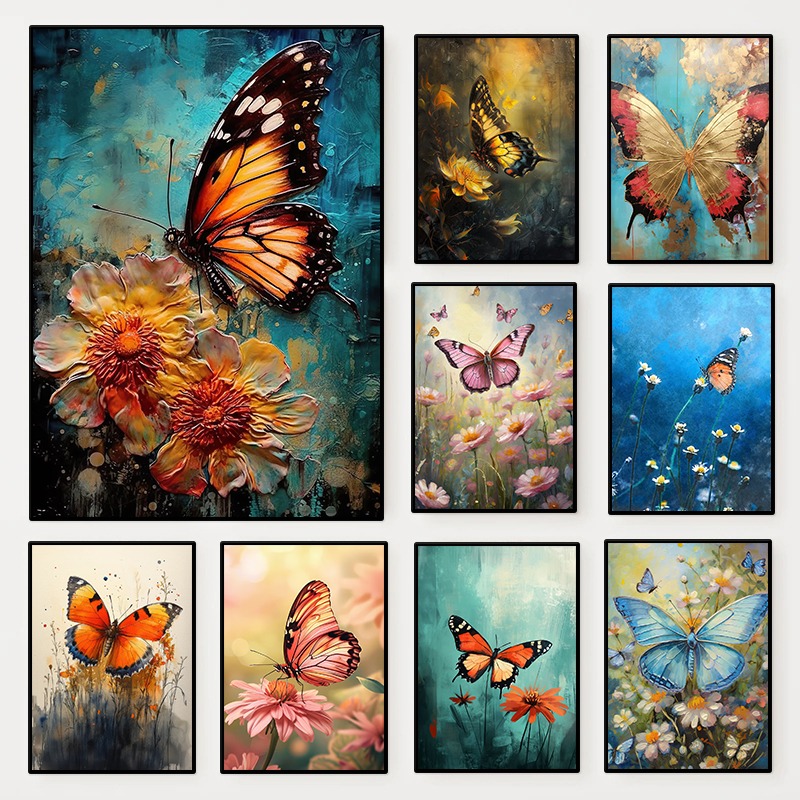 Resin Art And Deco - Pôster de Borboleta Floral, Arte de