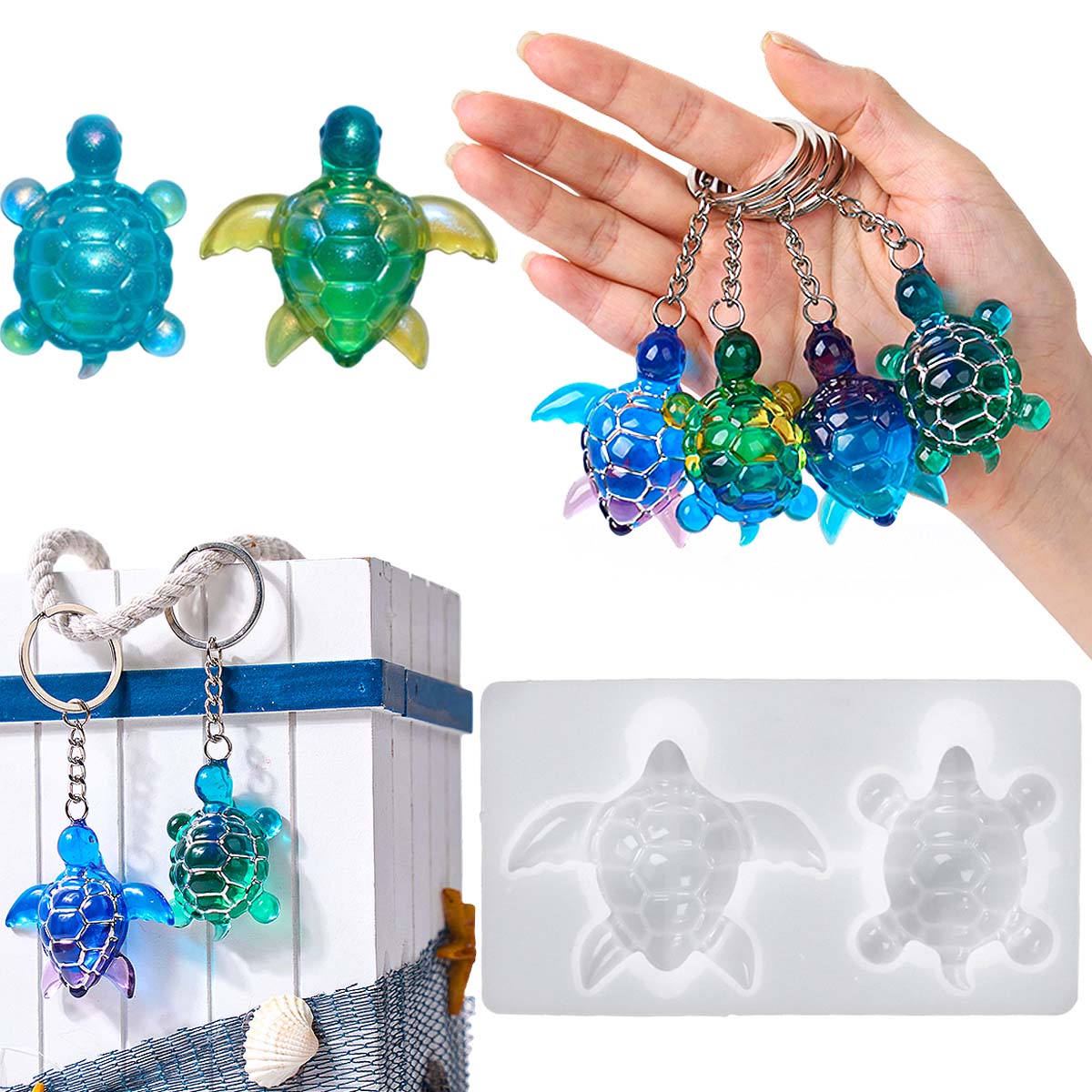 Resin Art Letters - 3d tartaruga do mar chaveiro molde