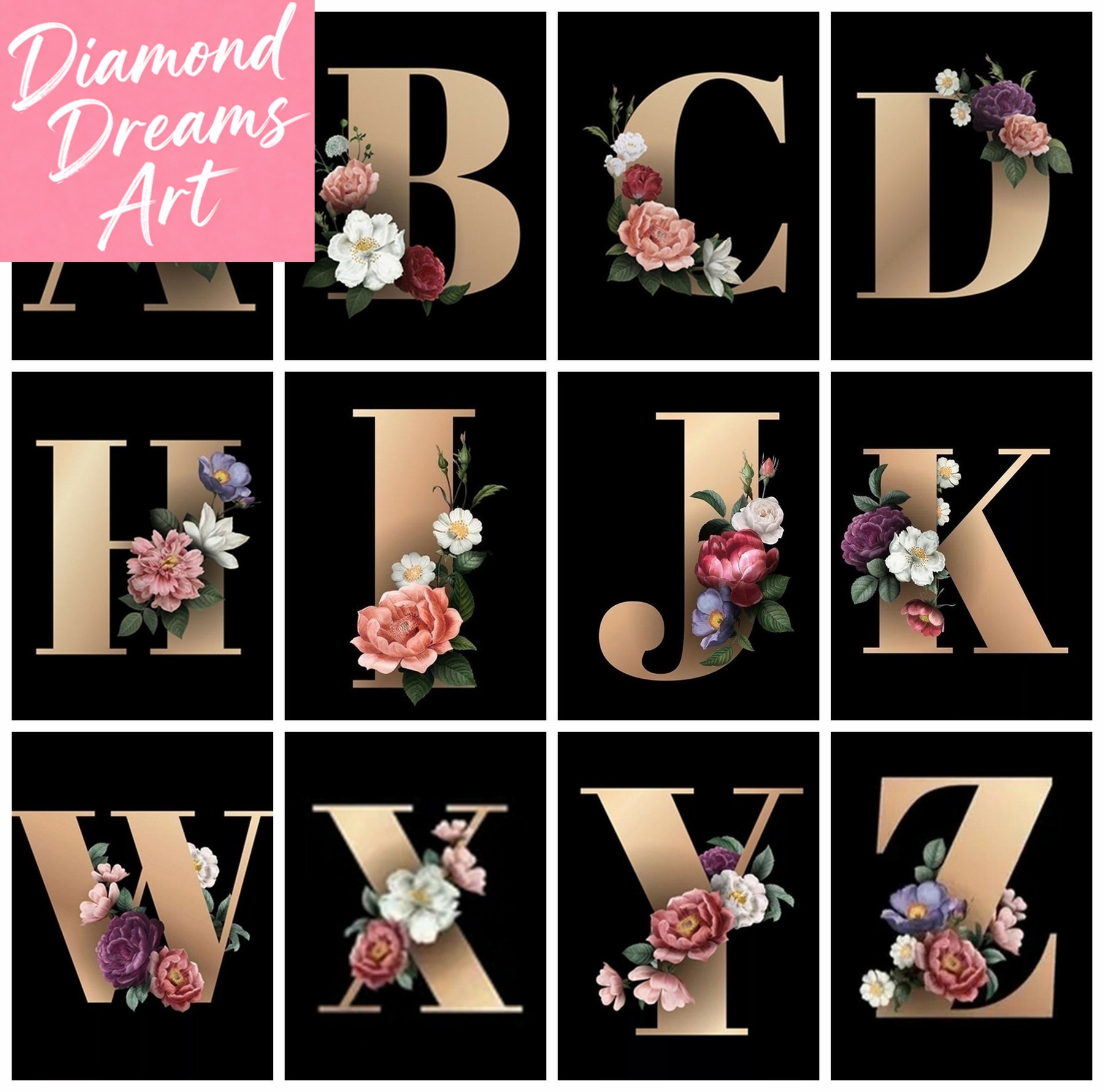 Resin Art Letters - Kit de Pintura Diamante Sem Moldura,
