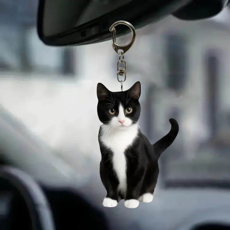 Chaveiro de gato preto e branc - Resin Art Keychain Design avaliação e preço