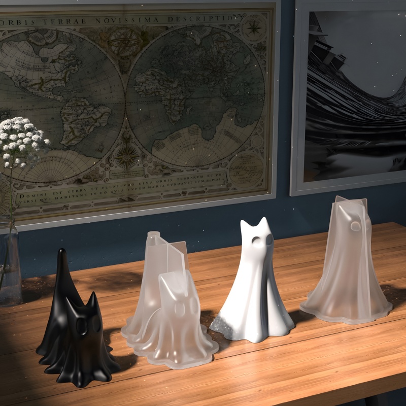 Gato fantasma halloween deskto - Resin Art Letters avaliação e preço