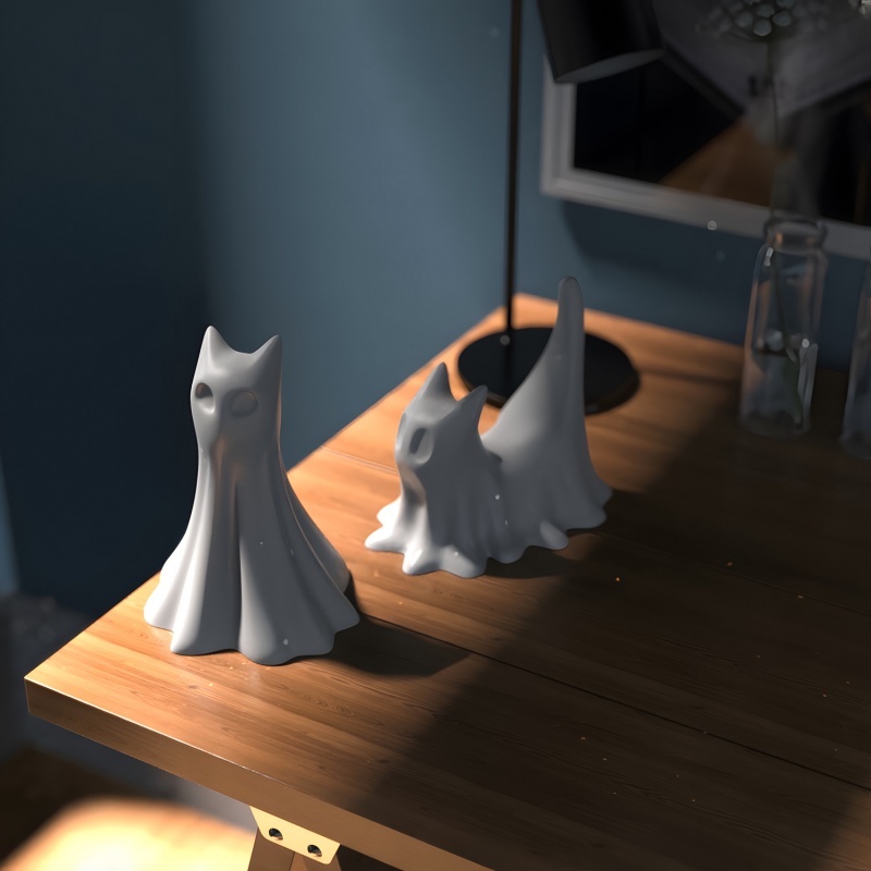 Gato fantasma halloween deskto - Resin Art Letters avaliação e preço