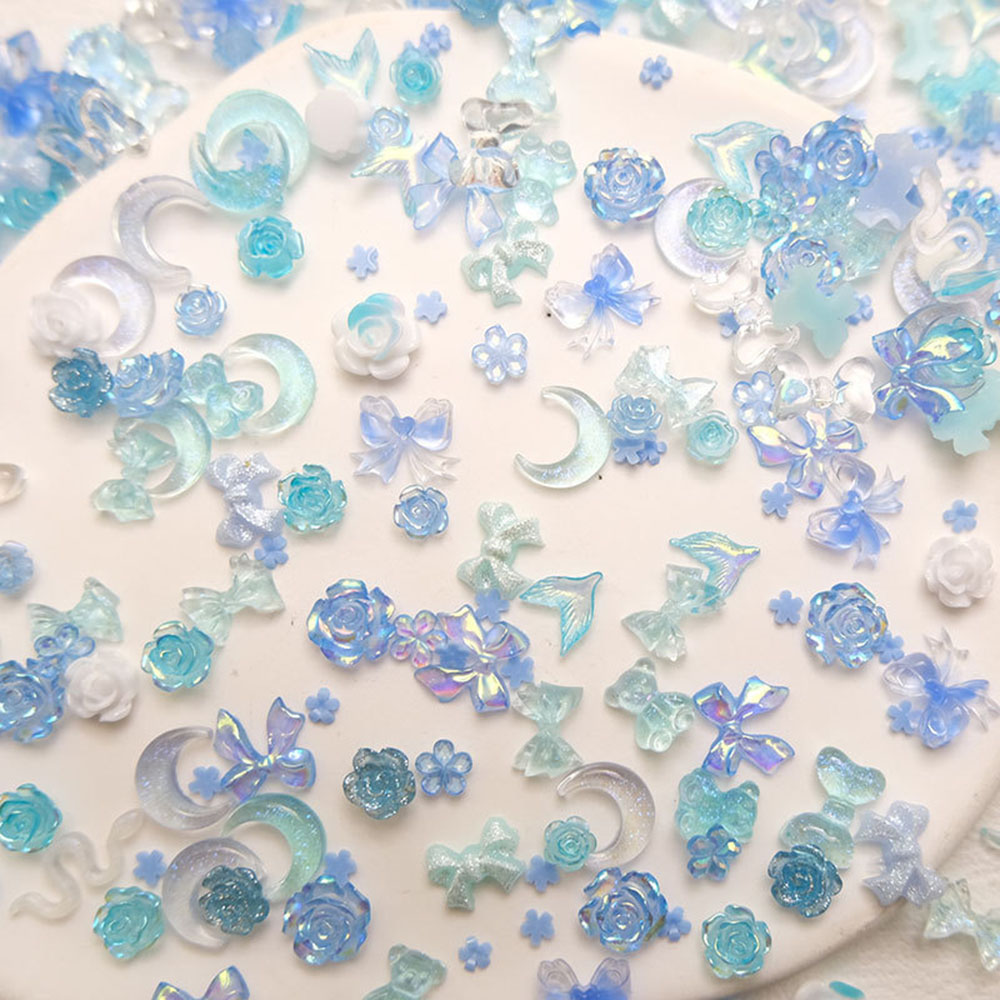 50 pçs misturado azul prego re - Resin Art With Rose avaliação e preço
