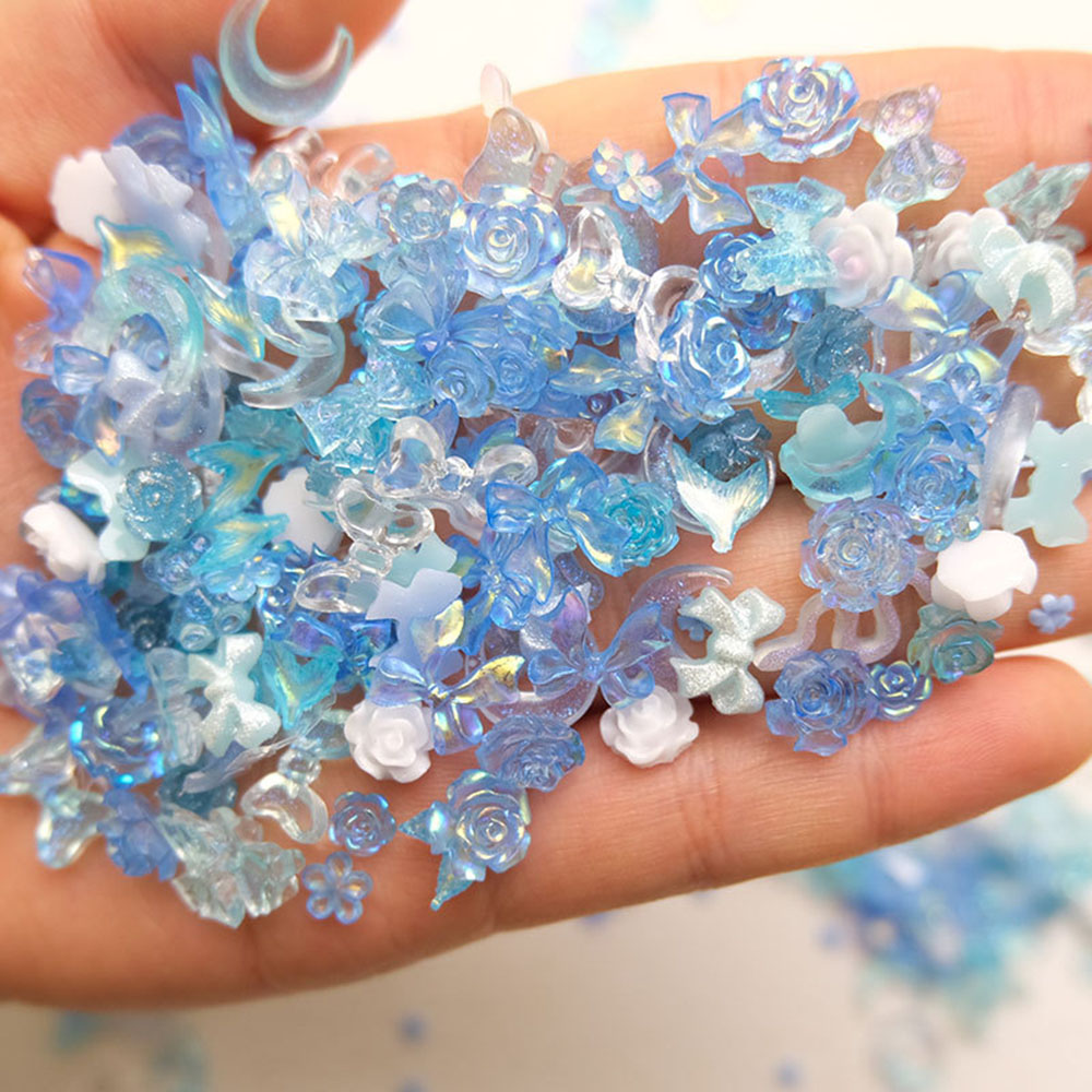 50 pçs misturado azul prego re - Resin Art With Rose avaliação e preço