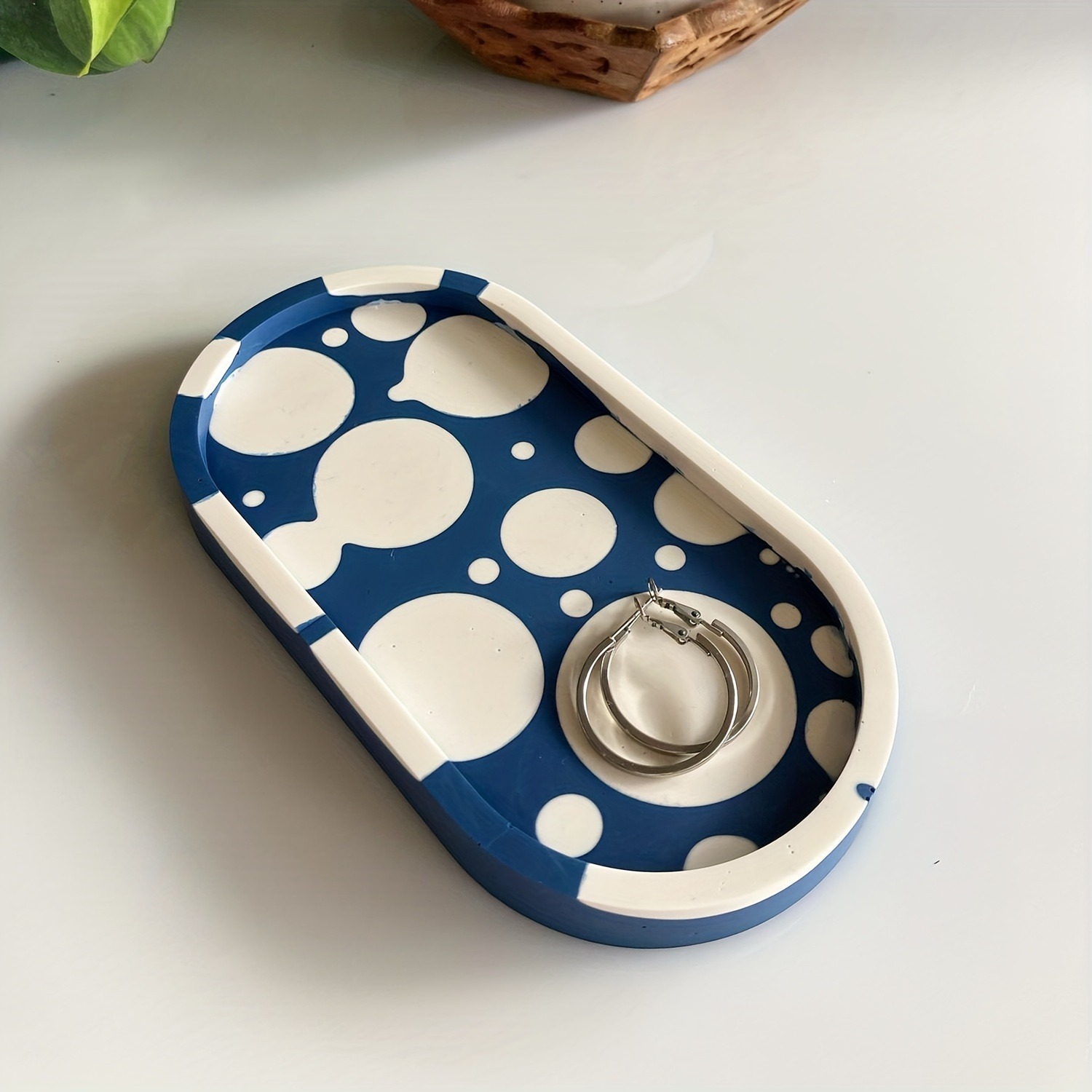 1pc oval coaster resina epóxi  - Resin Art Tray avaliação e preço